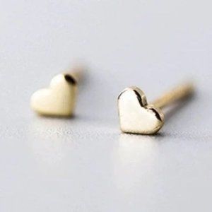 S925 tiny heart stud earrings- Heart Gold SS013